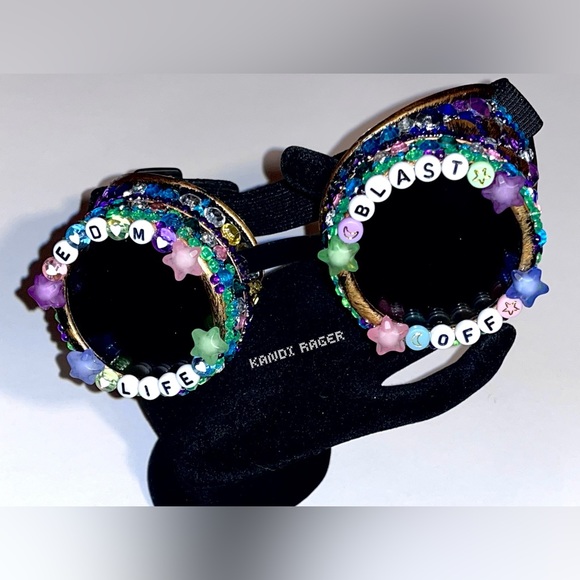 Rhinestone Rave Kandi Goggles, Bedazzled, EDC Wear, EDM Festival Accessories - Picture 1 of 6